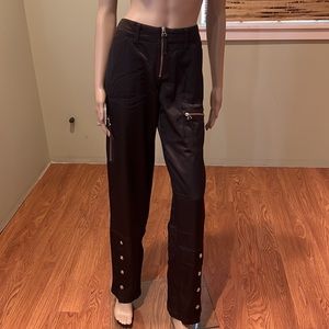 Biscote Black Satin Pant And Jacket Set From France